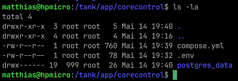 CoreControl im ZFS dataset