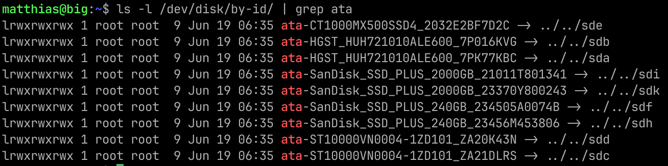 Übersicht über Disks by id